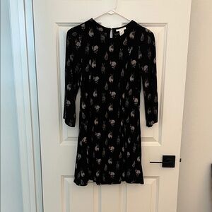 H&M Black Mini Dress with Subtle Gray Bunny Design